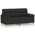 2-Seater Sofa with Throw Pillows Black 140 cm Fabric