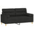 2-Seater Sofa with Throw Pillows Black 140 cm Fabric