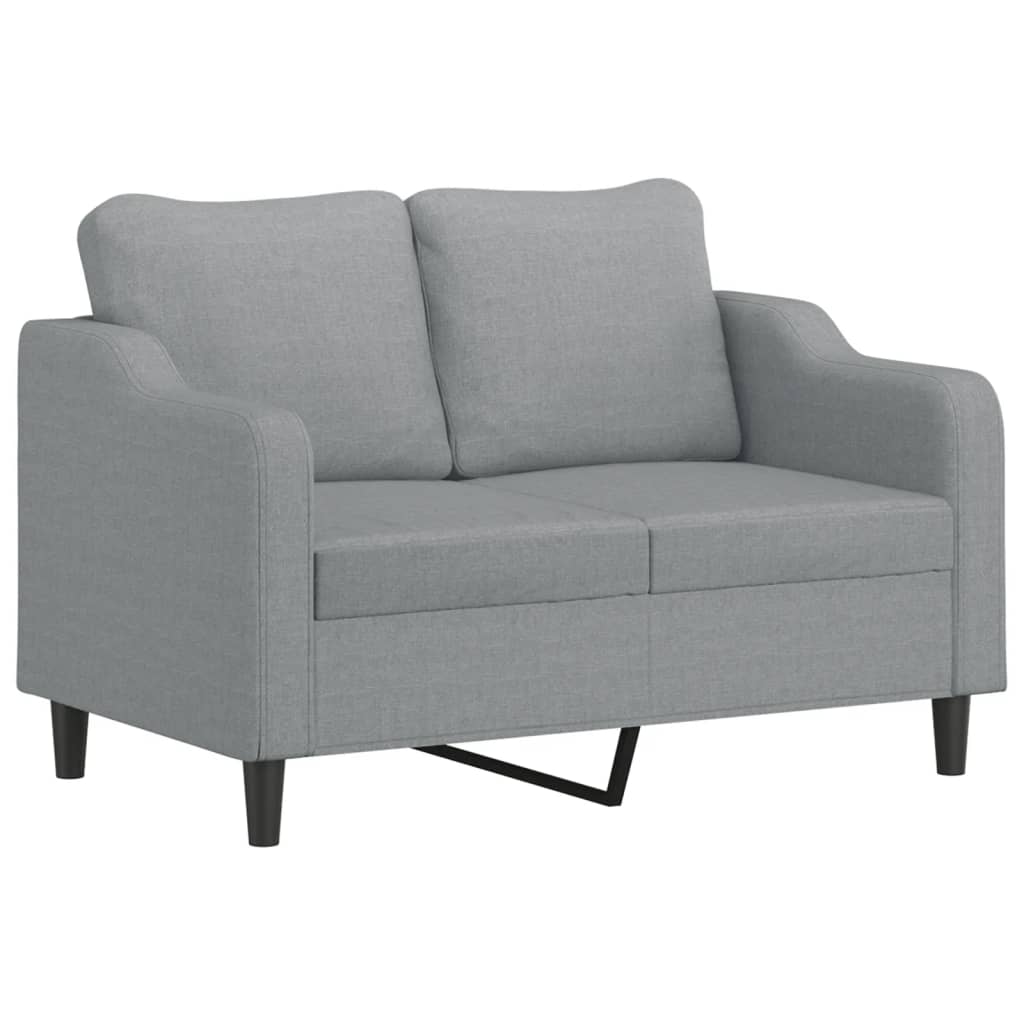 2-Seater Sofa with Throw Pillows Light Grey 120 cm Fabric