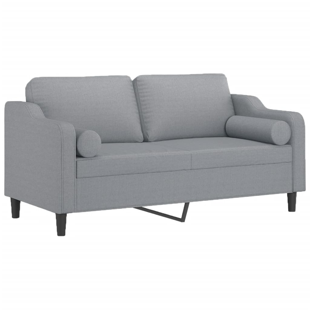 2-Seater Sofa with Throw Pillows Light Grey 140 cm Fabric