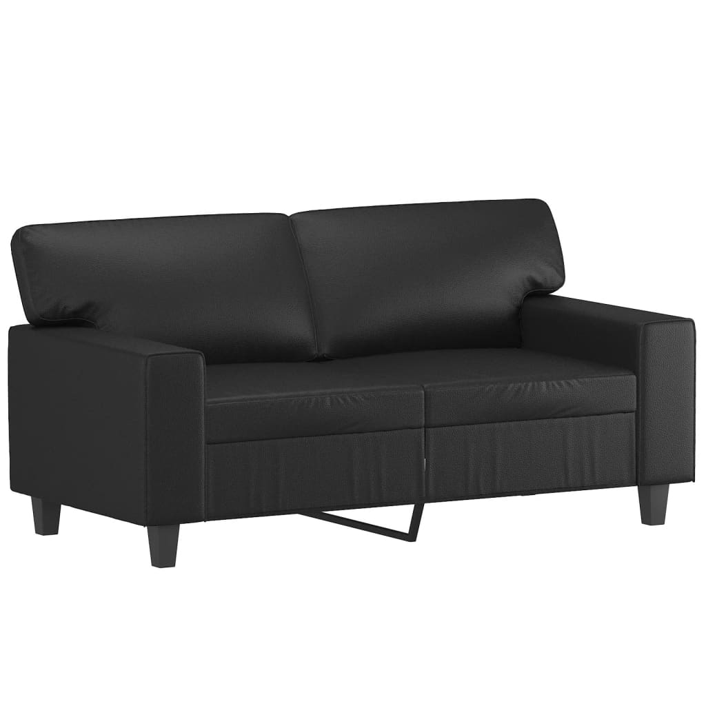 2-Seater Sofa with Throw Pillows Black 120 cm Faux Leather