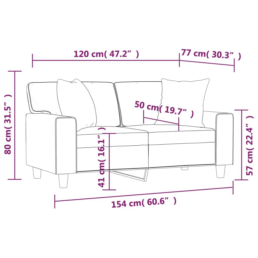 2-Seater Sofa with Throw Pillows Cappuccino 120 cm Faux Leather