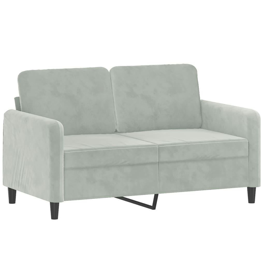 2-Seater Sofa with Throw Pillows Light Grey 120 cm Velvet