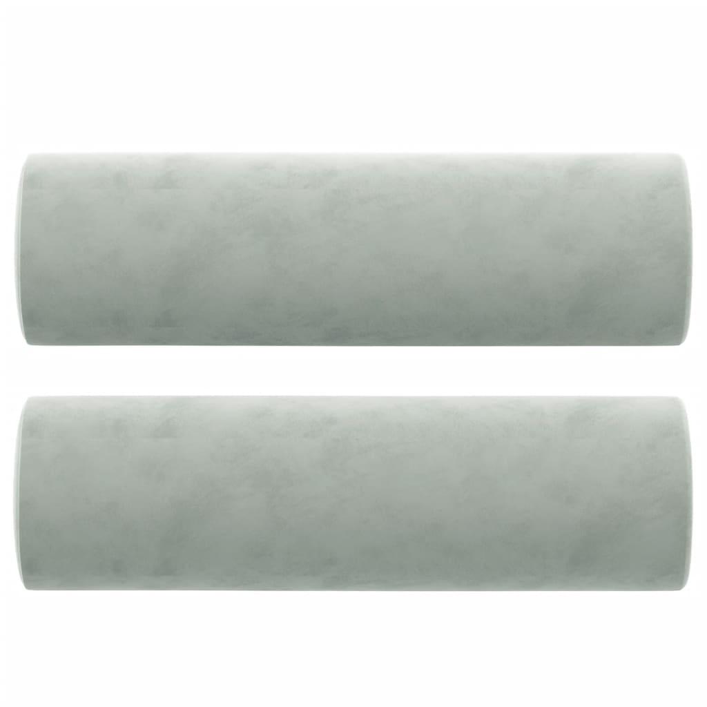 2-Seater Sofa with Throw Pillows Light Grey 120 cm Velvet