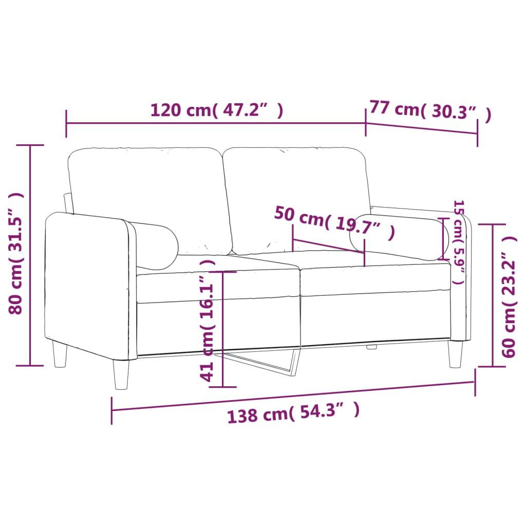 2-Seater Sofa with Throw Pillows Light Grey 120 cm Velvet