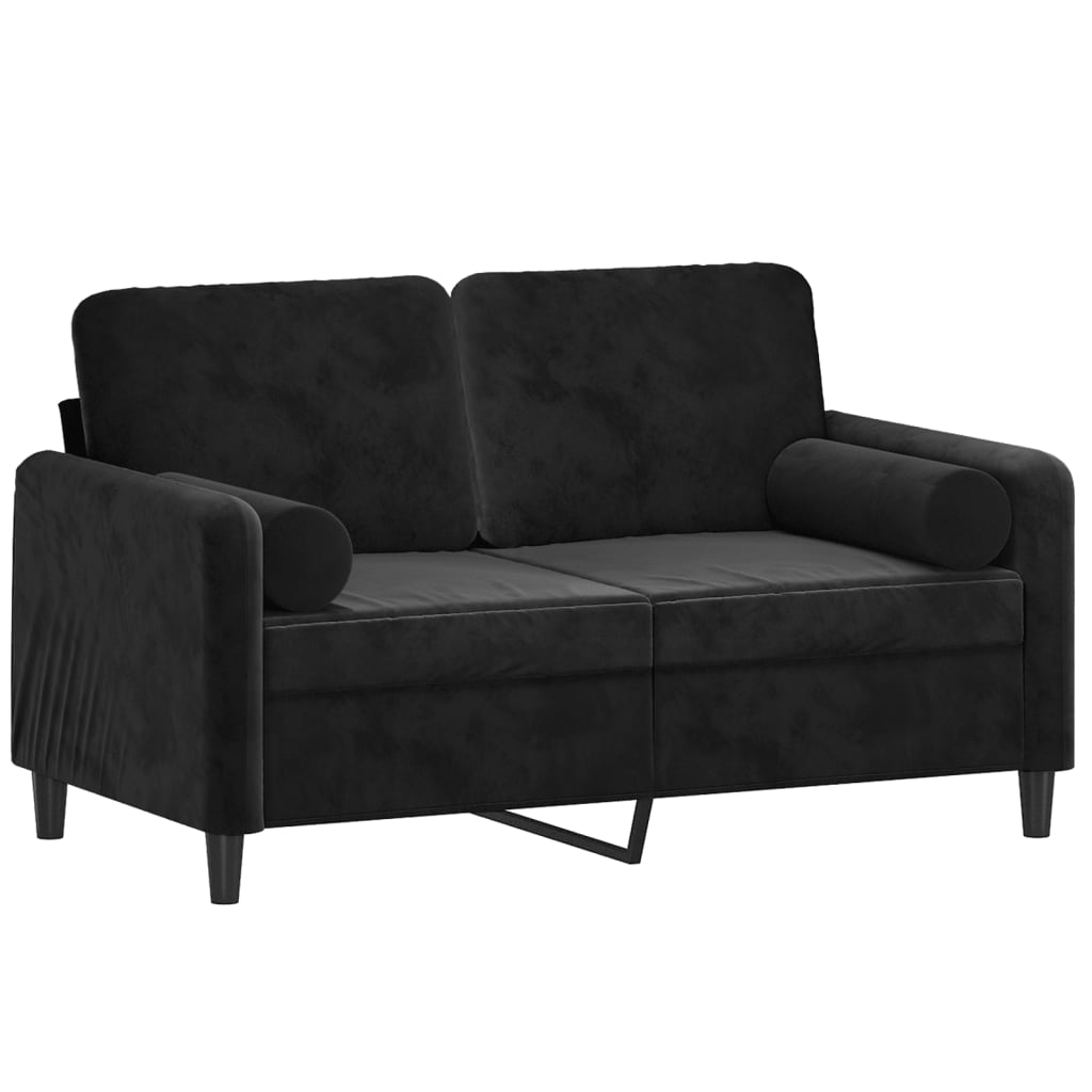 2-Seater Sofa with Throw Pillows Black 120 cm Velvet