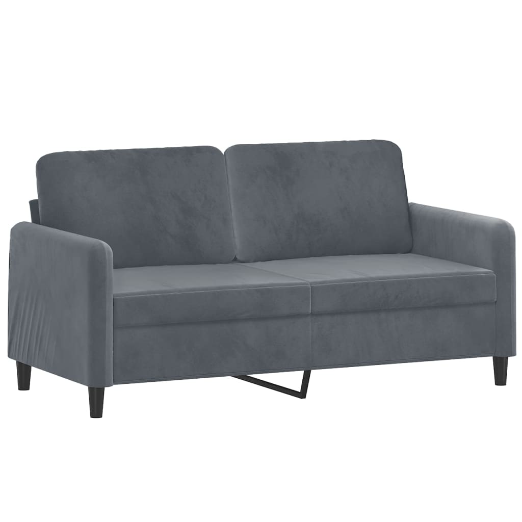 2-Seater Sofa with Throw Pillows Dark Grey 140 cm Velvet