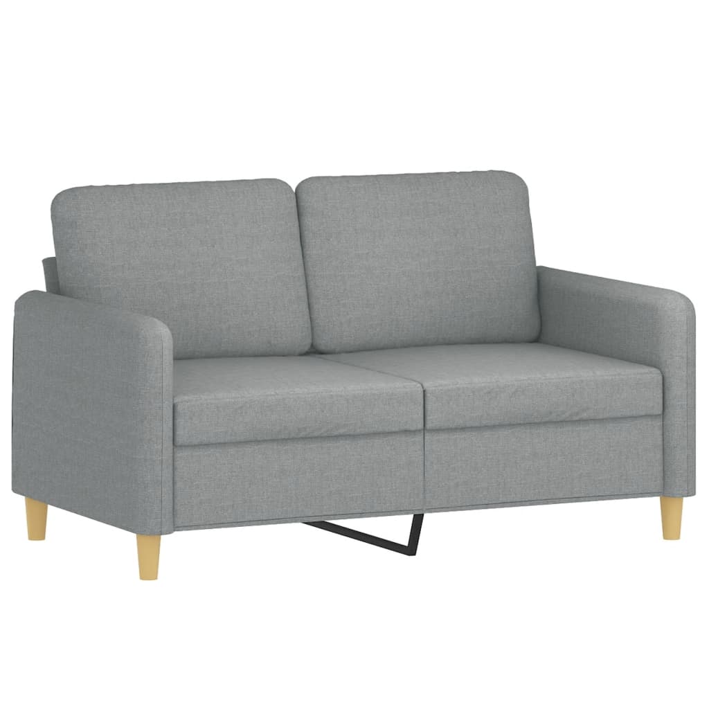 2-Seater Sofa with Throw Pillows Light Grey 120 cm Fabric