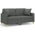 2-Seater Sofa with Throw Pillows Dark Grey 140 cm Fabric