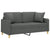 2-Seater Sofa with Throw Pillows Dark Grey 140 cm Fabric