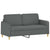2-Seater Sofa with Throw Pillows Dark Grey 140 cm Fabric