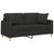 2-Seater Sofa with Throw Pillows Black 140 cm Fabric
