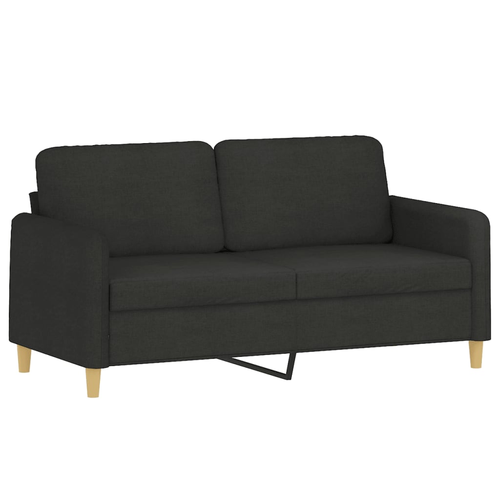 2-Seater Sofa with Throw Pillows Black 140 cm Fabric