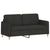 2-Seater Sofa with Throw Pillows Black 140 cm Fabric