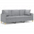 3-Seater Sofa with Throw Pillows Light Grey 180 cm Fabric