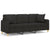 3-Seater Sofa with Throw Pillows Black 180 cm Fabric