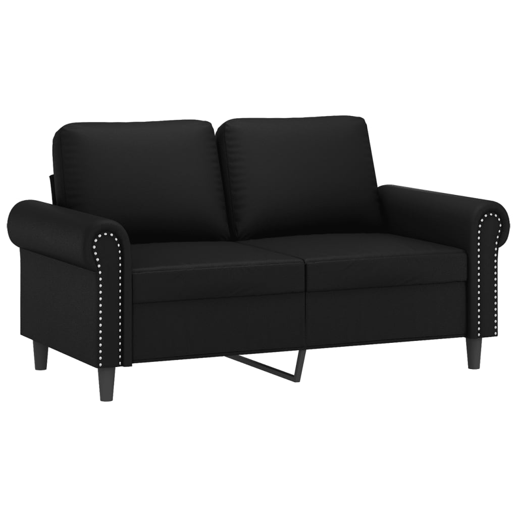 2-Seater Sofa with Throw Pillows Black 120 cm Faux Leather