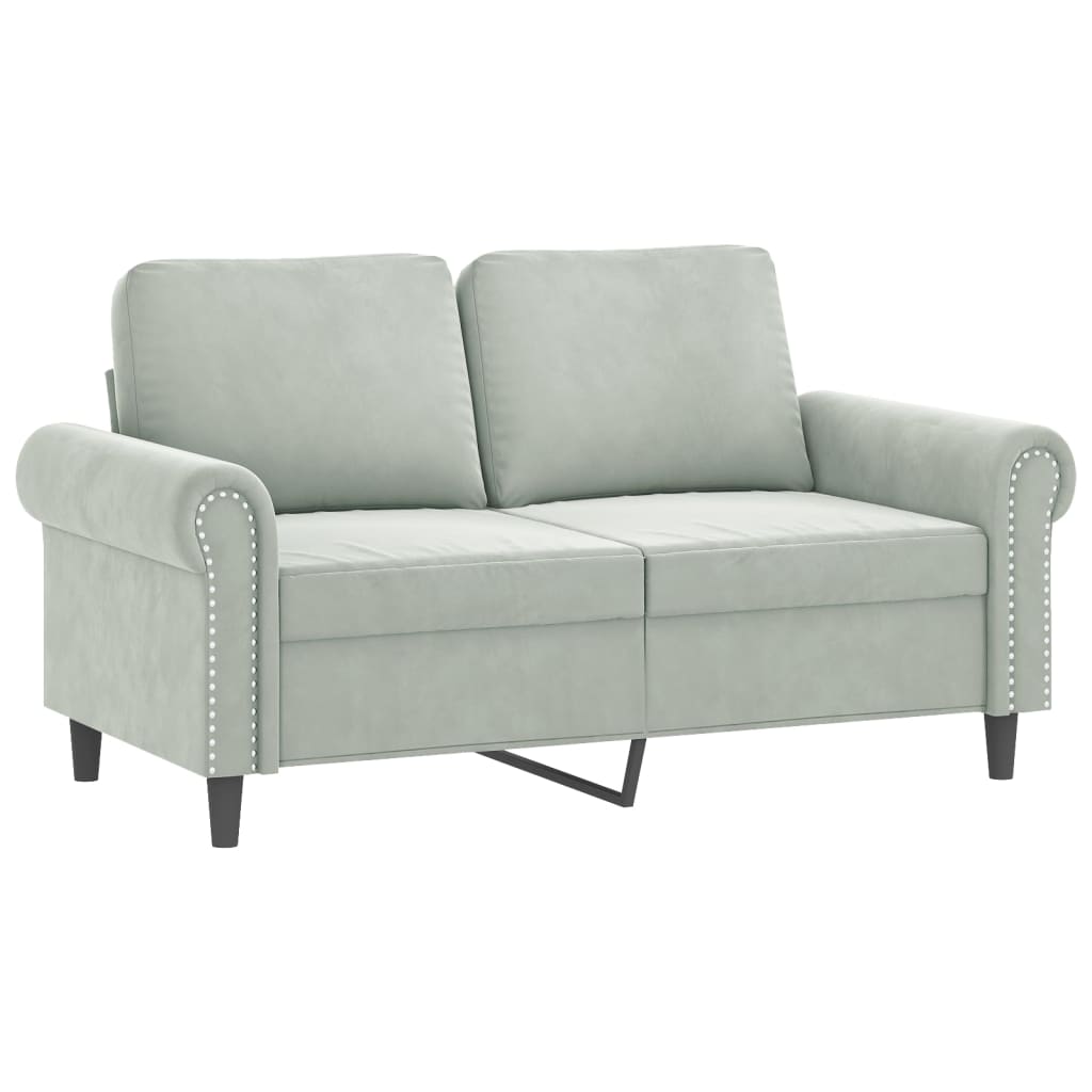 2-Seater Sofa with Throw Pillows Light Grey 120 cm Velvet