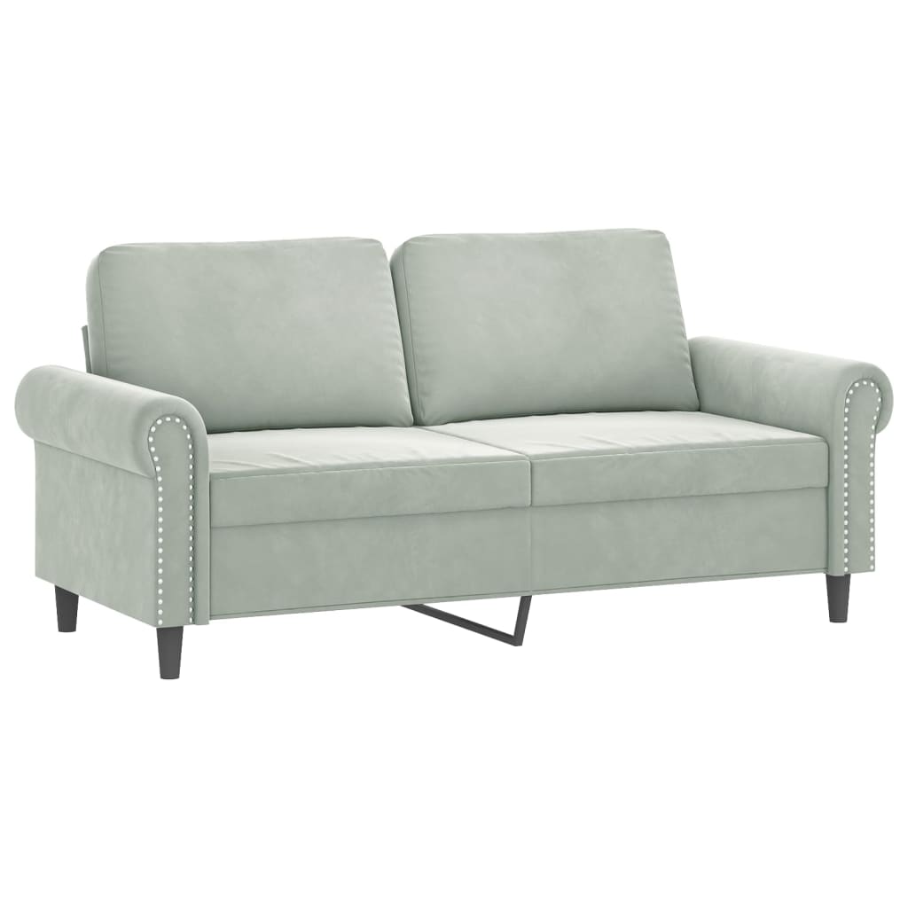 2-Seater Sofa with Throw Pillows Light Grey 140 cm Velvet