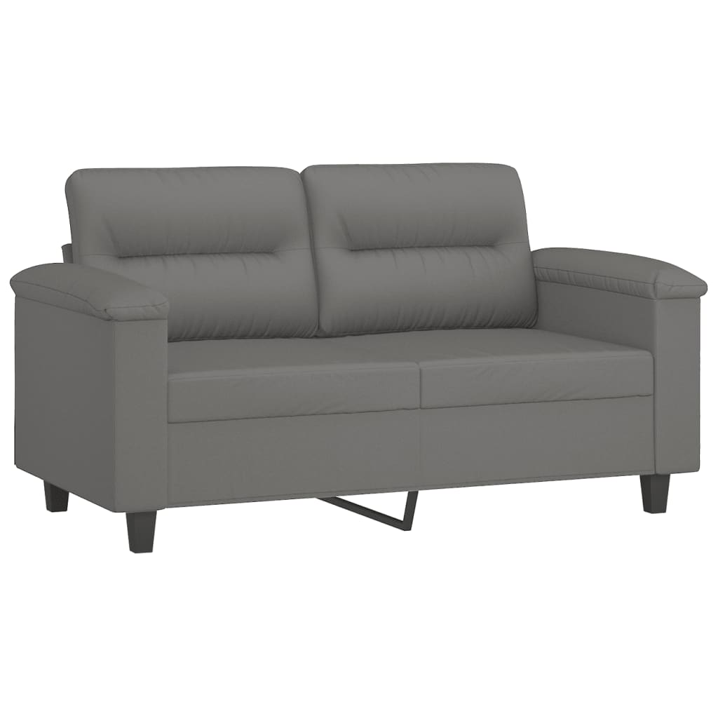 2-Seater Sofa with Pillows Dark Grey 120 cm Microfibre Fabric
