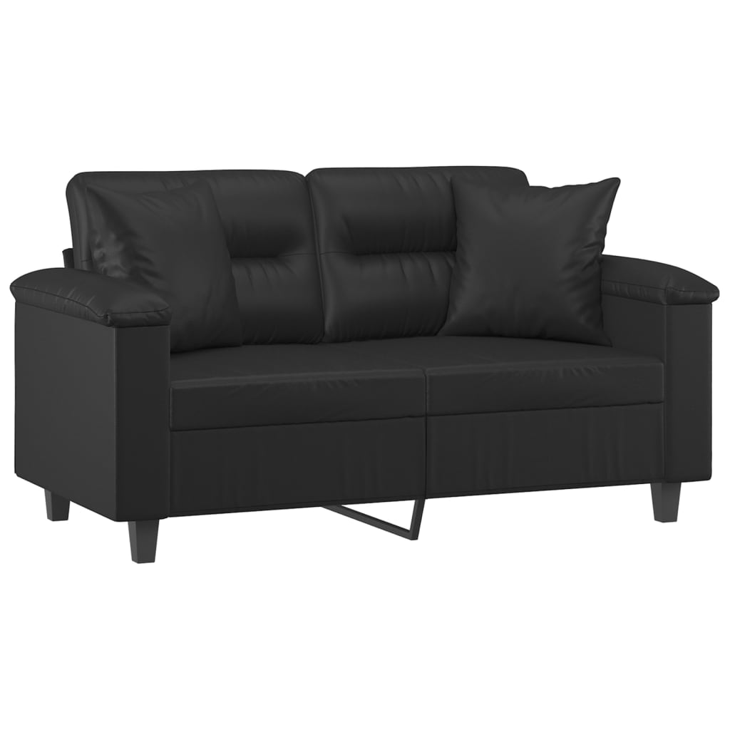 2-Seater Sofa with Throw Pillows Black 120 cm Faux Leather