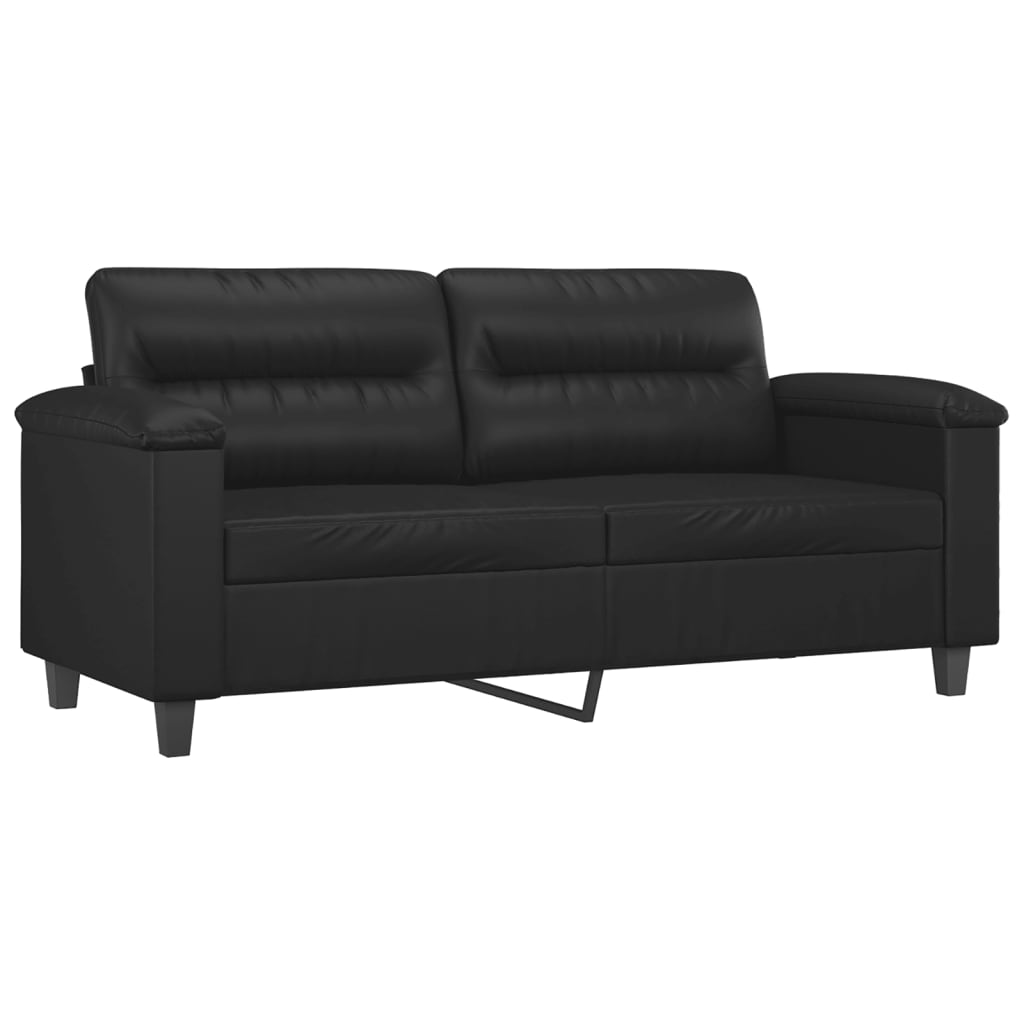 2-Seater Sofa with Throw Pillows Black 140 cm Faux Leather