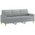 3-Seater Sofa with Footstool Light Grey 180 cm Fabric
