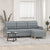 3-Seater Sofa with Footstool Light Grey 180 cm Fabric