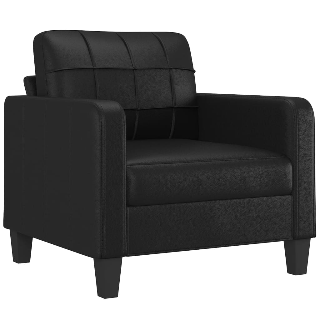 Sofa Chair with Footstool Black 60 cm Faux Leather