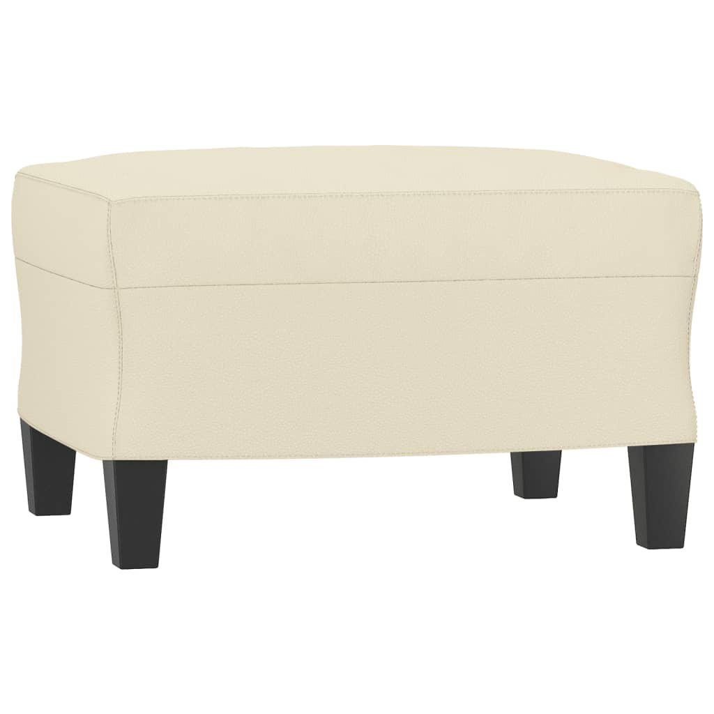 3-Seater Sofa with Footstool Cream 180 cm Faux Leather