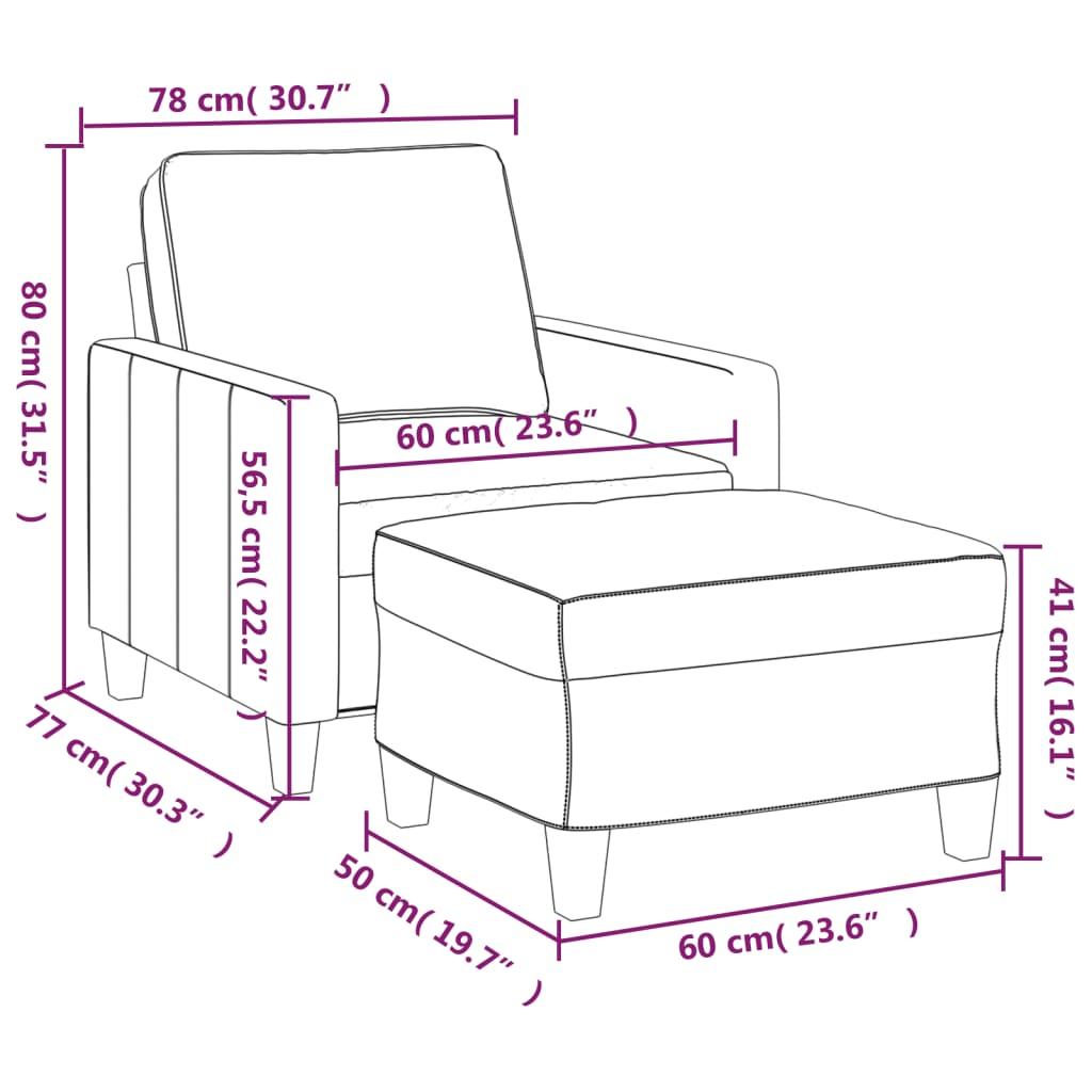 Sofa Chair with Footstool Black 60 cm Fabric