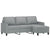 3-Seater Sofa with Footstool Light Grey 180 cm Fabric