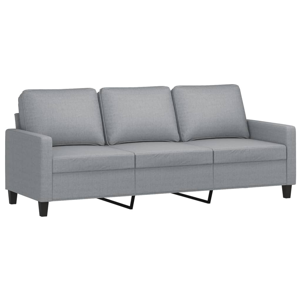 3-Seater Sofa with Footstool Light Grey 180 cm Fabric