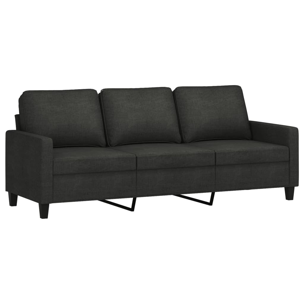 3-Seater Sofa with Footstool Black 180 cm Fabric