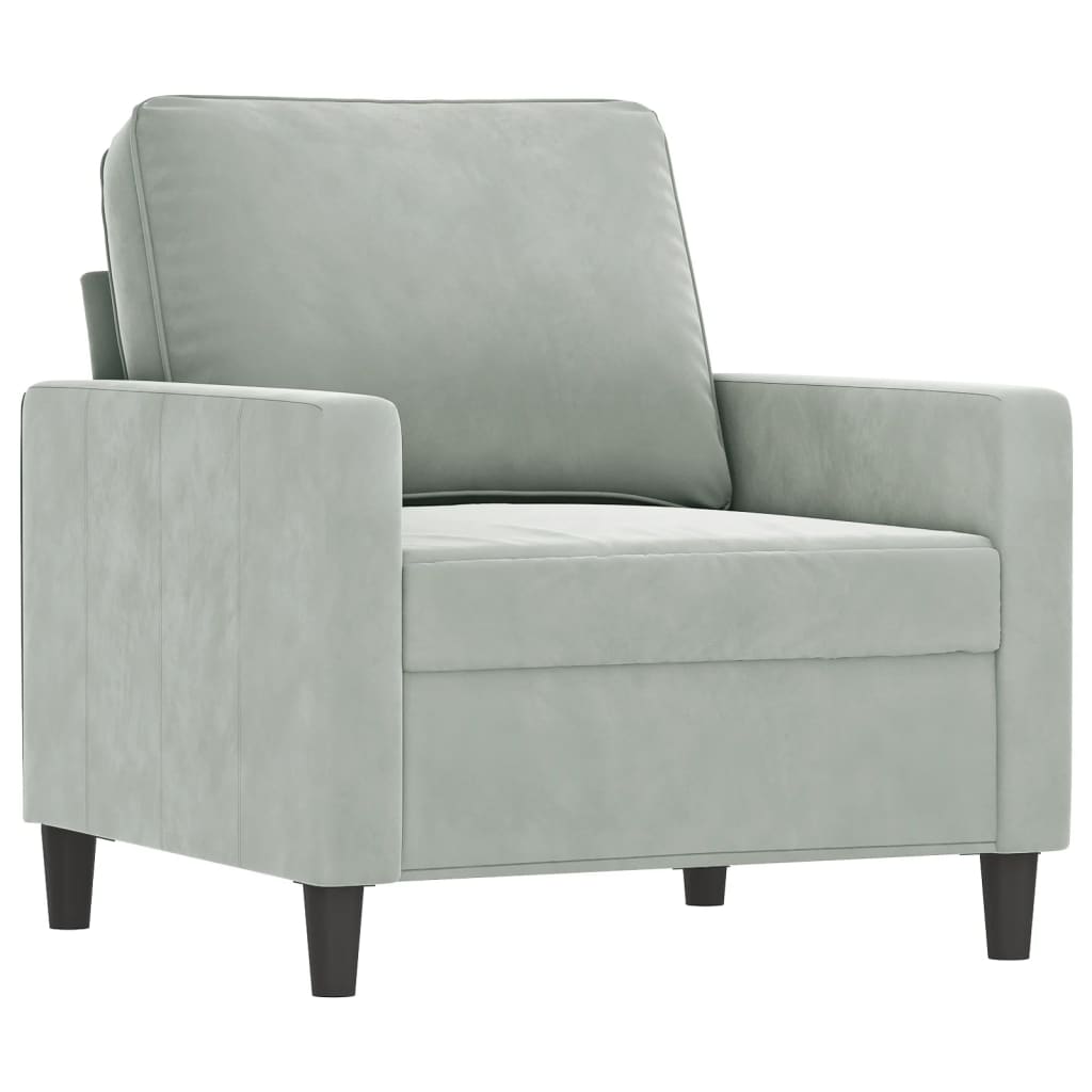 Sofa Chair with Footstool Light Grey 60 cm Velvet