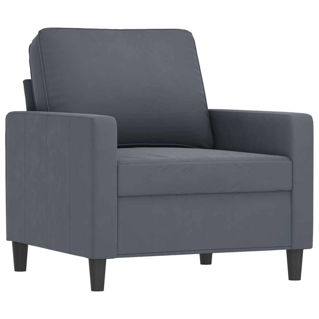 Sofa Chair with Footstool Dark Grey 60 cm Velvet