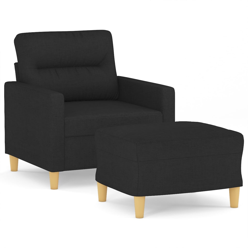 Sofa Chair with Footstool Black 60 cm Fabric