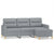3-Seater Sofa with Footstool Light Grey 180 cm Fabric