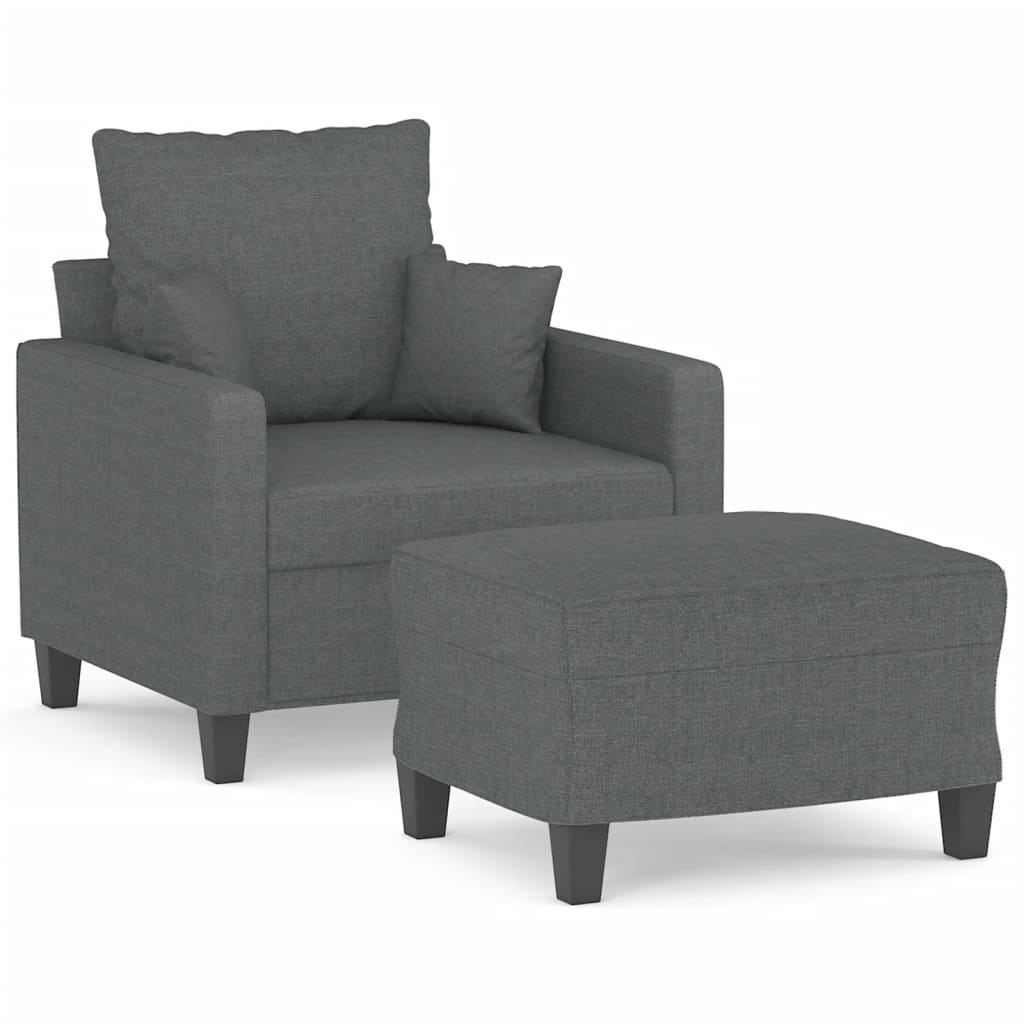 Sofa Chair with Footstool Dark Grey 60 cm Fabric