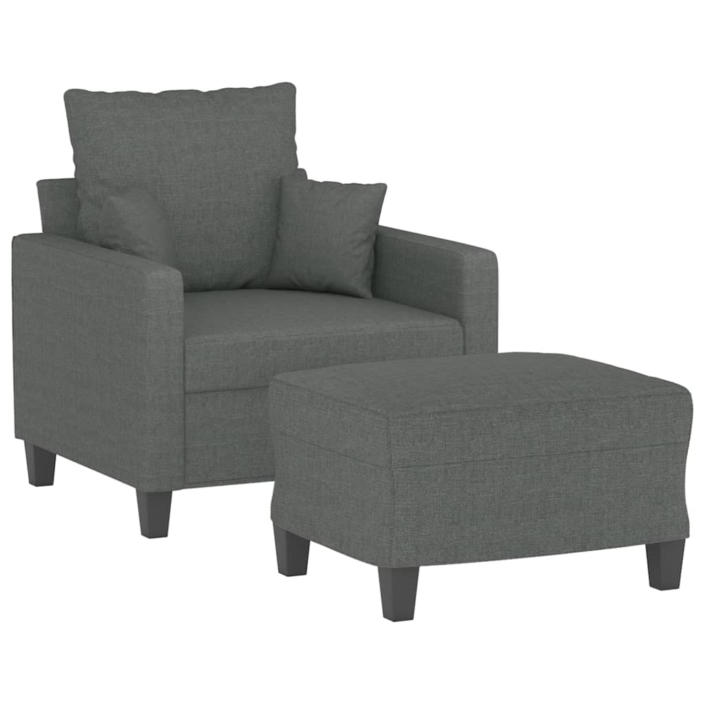 Sofa Chair with Footstool Dark Grey 60 cm Fabric