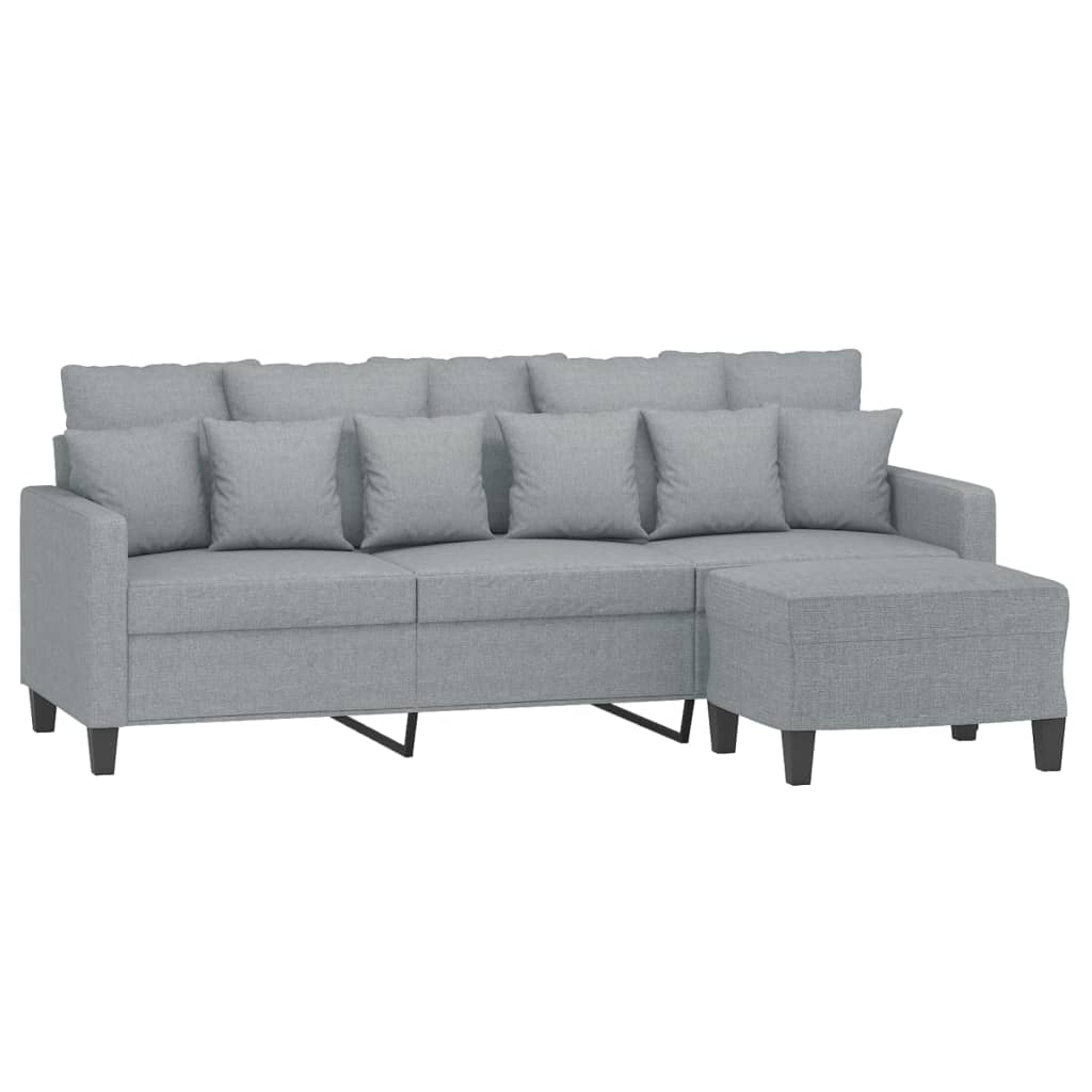 3-Seater Sofa with Footstool Light Grey 180 cm Fabric