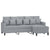 3-Seater Sofa with Footstool Light Grey 180 cm Fabric