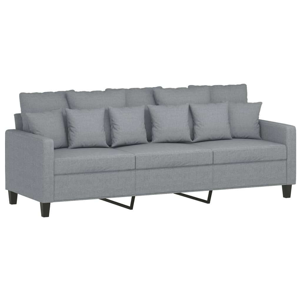 3-Seater Sofa with Footstool Light Grey 180 cm Fabric