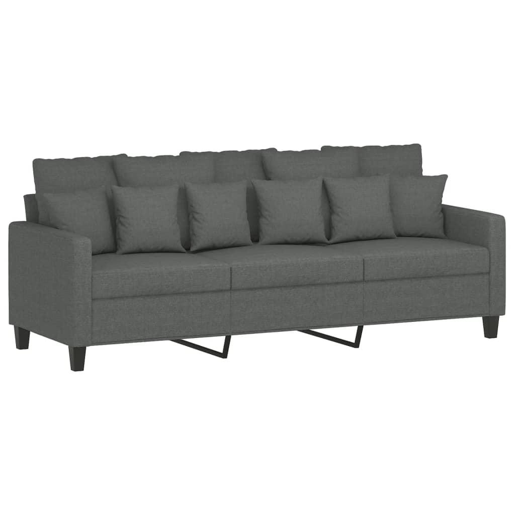 3-Seater Sofa with Footstool Dark Grey 180 cm Fabric