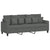 3-Seater Sofa with Footstool Dark Grey 180 cm Fabric
