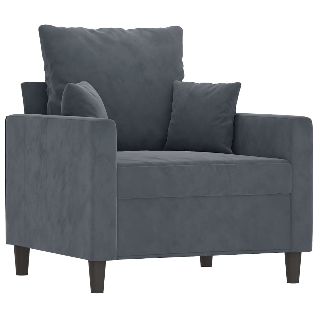 Sofa Chair with Footstool Dark Grey 60 cm Velvet