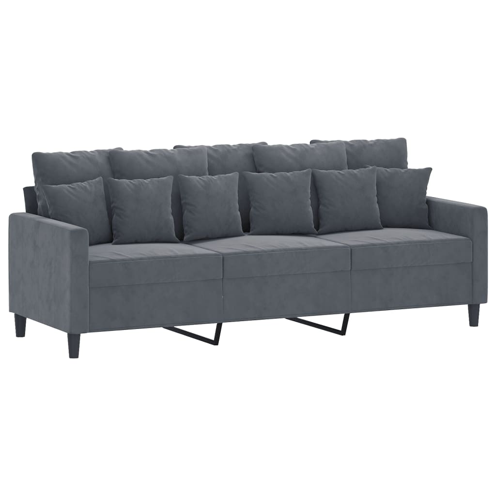 3-Seater Sofa with Footstool Dark Grey 180 cm Velvet