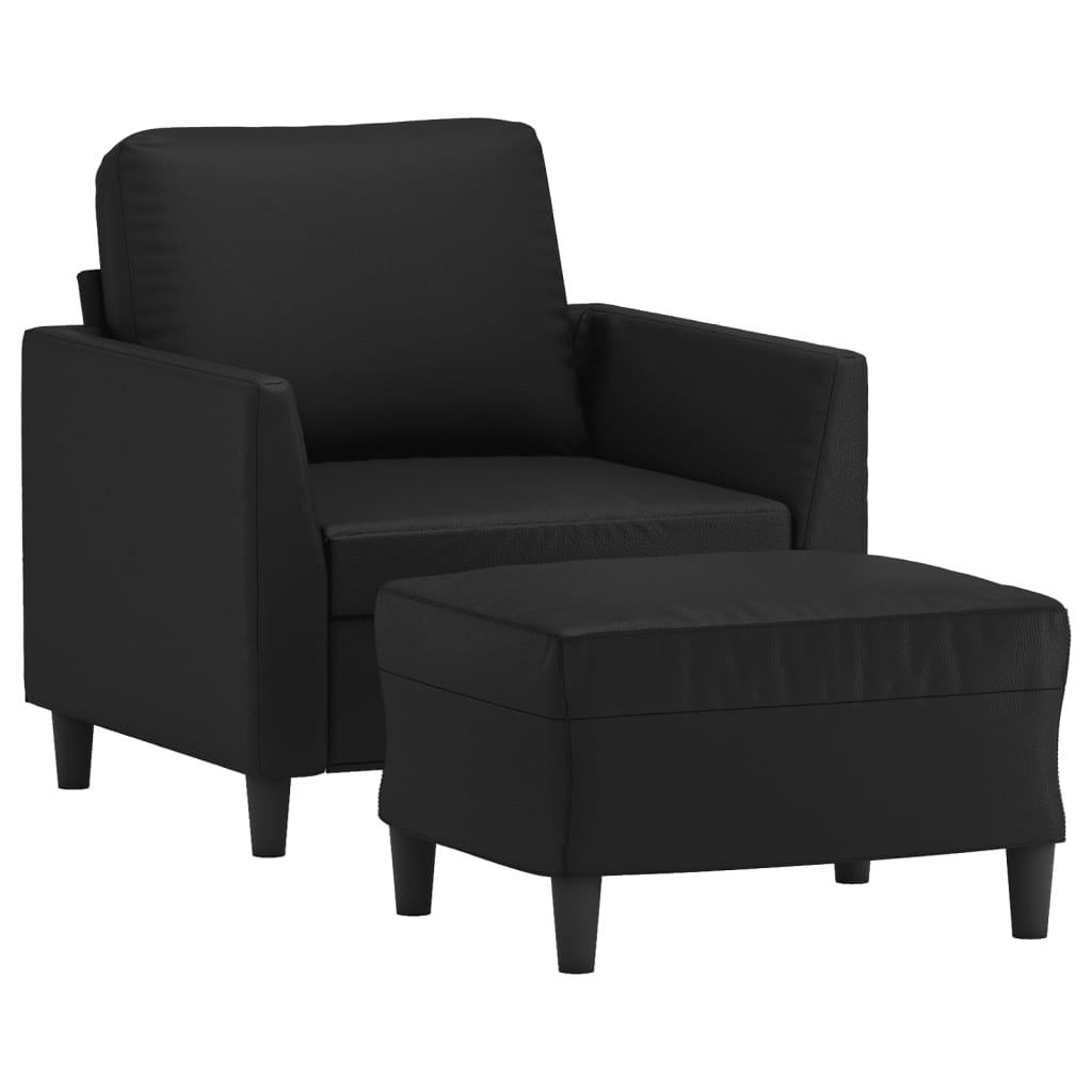 Sofa Chair with Footstool Black 60 cm Faux Leather