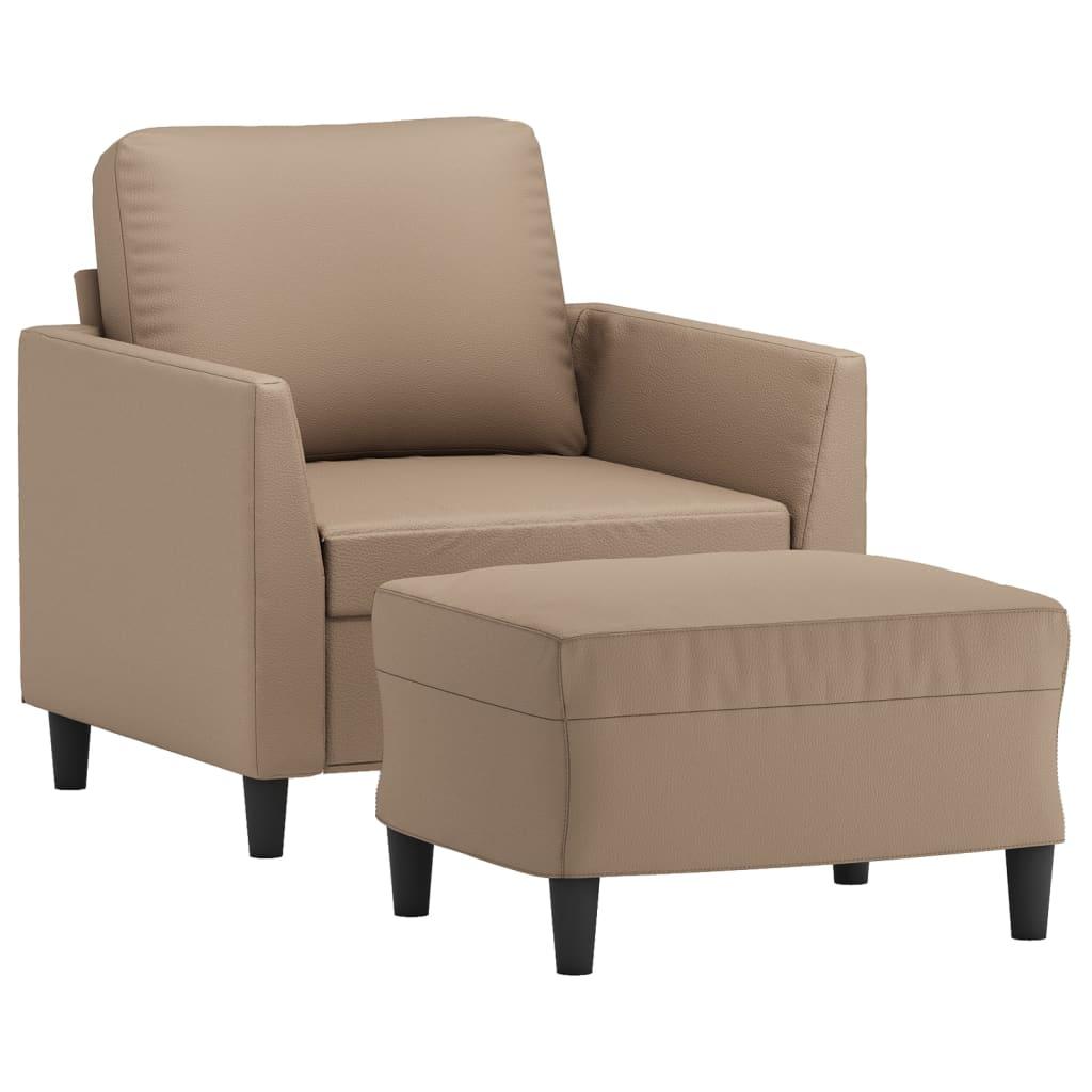 Sofa Chair with Footstool Cappuccino 60 cm Faux Leather