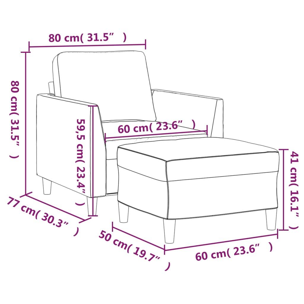Sofa Chair with Footstool Cappuccino 60 cm Faux Leather
